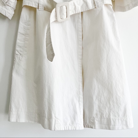 S Line Women’s White Belted Short Sleeve Trench Coat Cotton Medium - Picture 4 of 15
